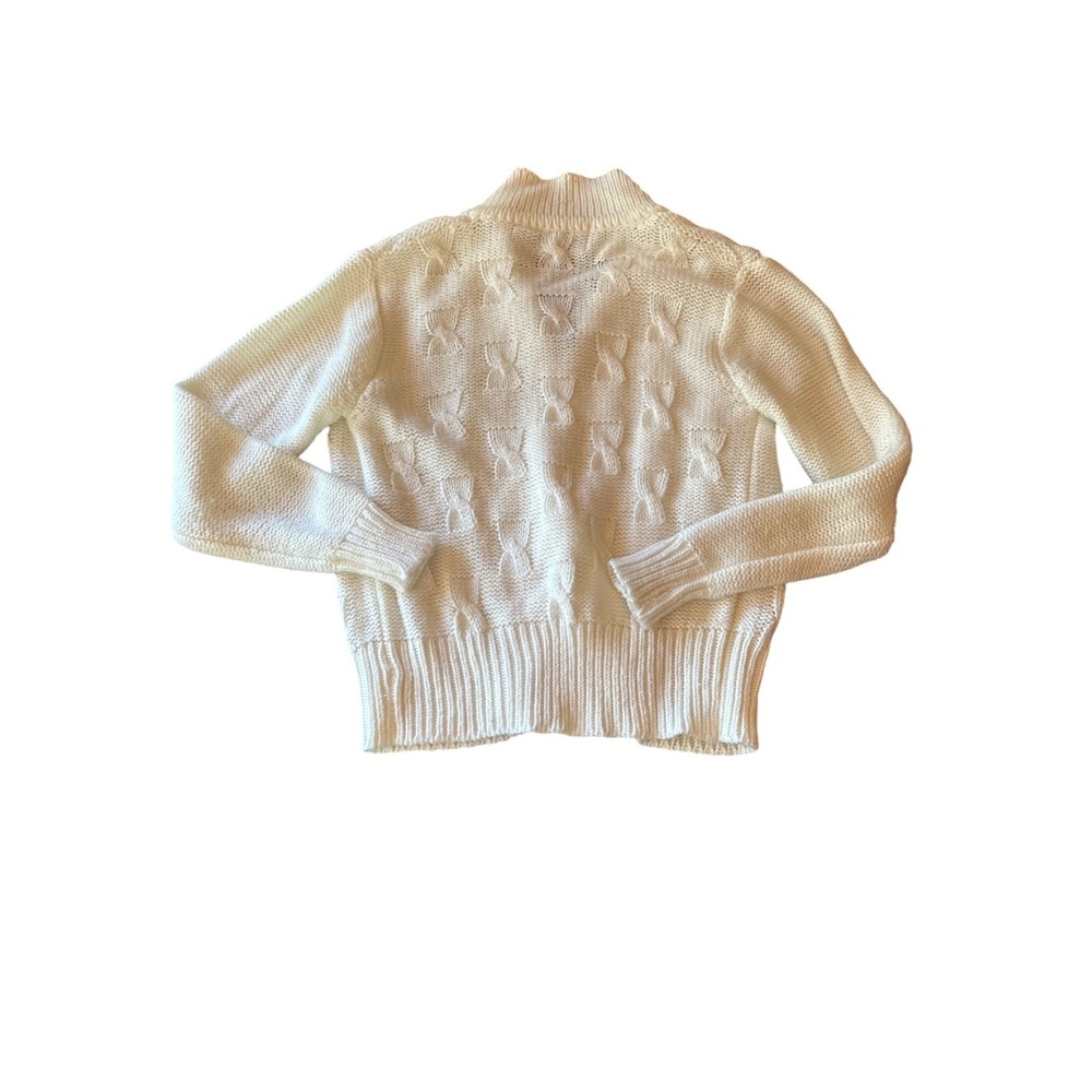 Vintage 80s Cream Knit Cardigan Sweater L Fisherman Nautical‎ Preppy Cable Knit - Picture 5 of 5
